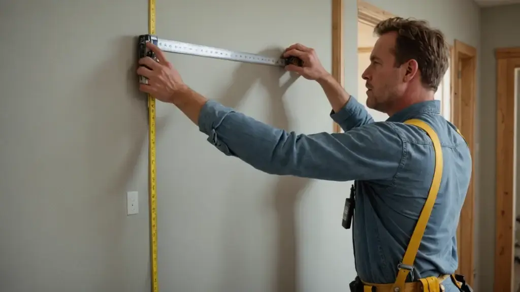 Drywall & Sheetrock Calculator with stacked gypsum board sheets, a taping knife and joint compound in a room under construction