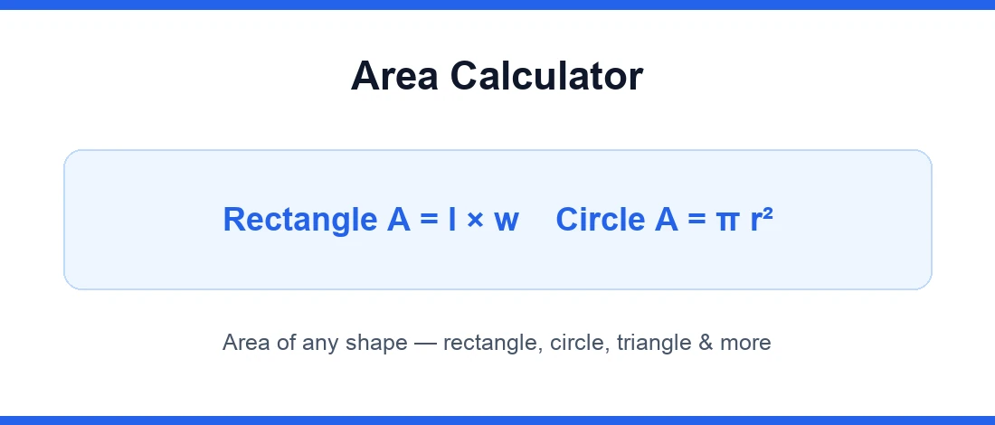 Area calculator formulas for rectangle, circle, triangle and other shapes