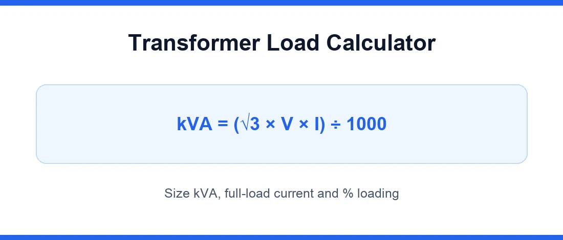 Transformer load calculator formula for kVA and full-load current